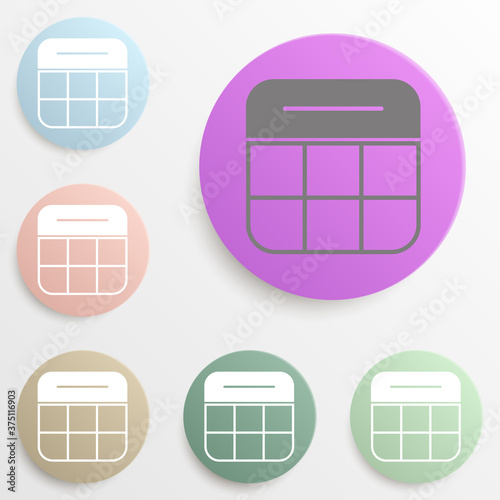 Calendar badge color set. Simple glyph, flat vector of web icons for ui and ux, website or mobile application photo