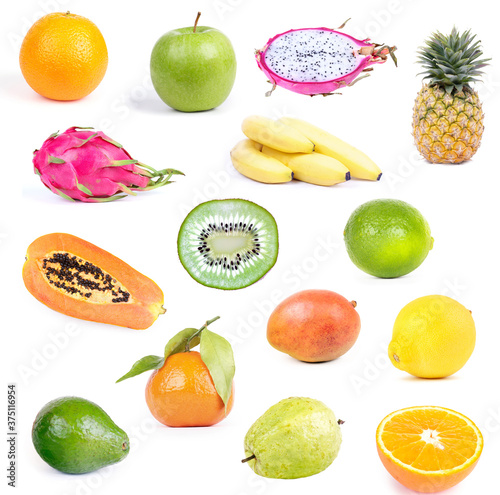 Fototapeta Naklejka Na Ścianę i Meble -  Set of defferent fruits isolated on white background