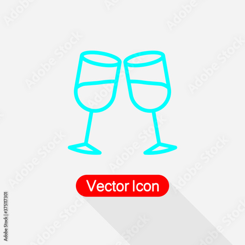 Clinking Glasses Icon, Wineglass Icon Vector Illustration Eps10
