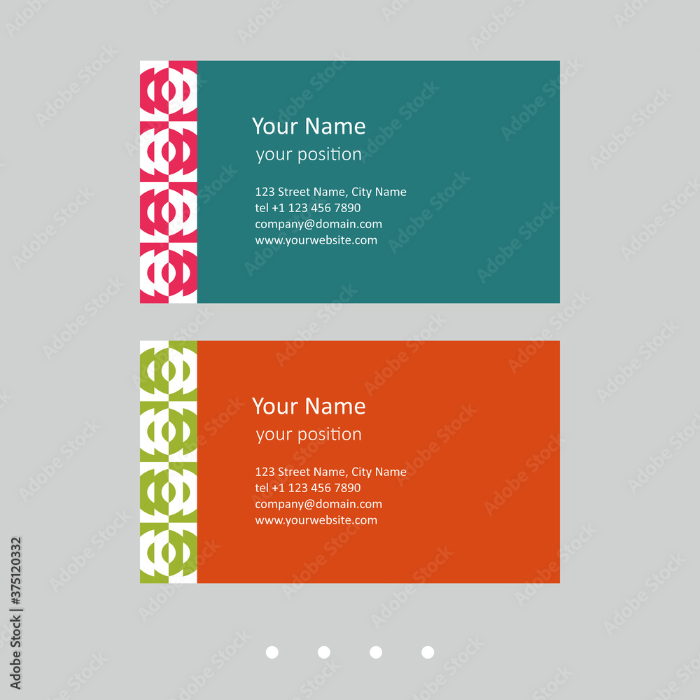 Business card template. Abstract design in two color schemes.