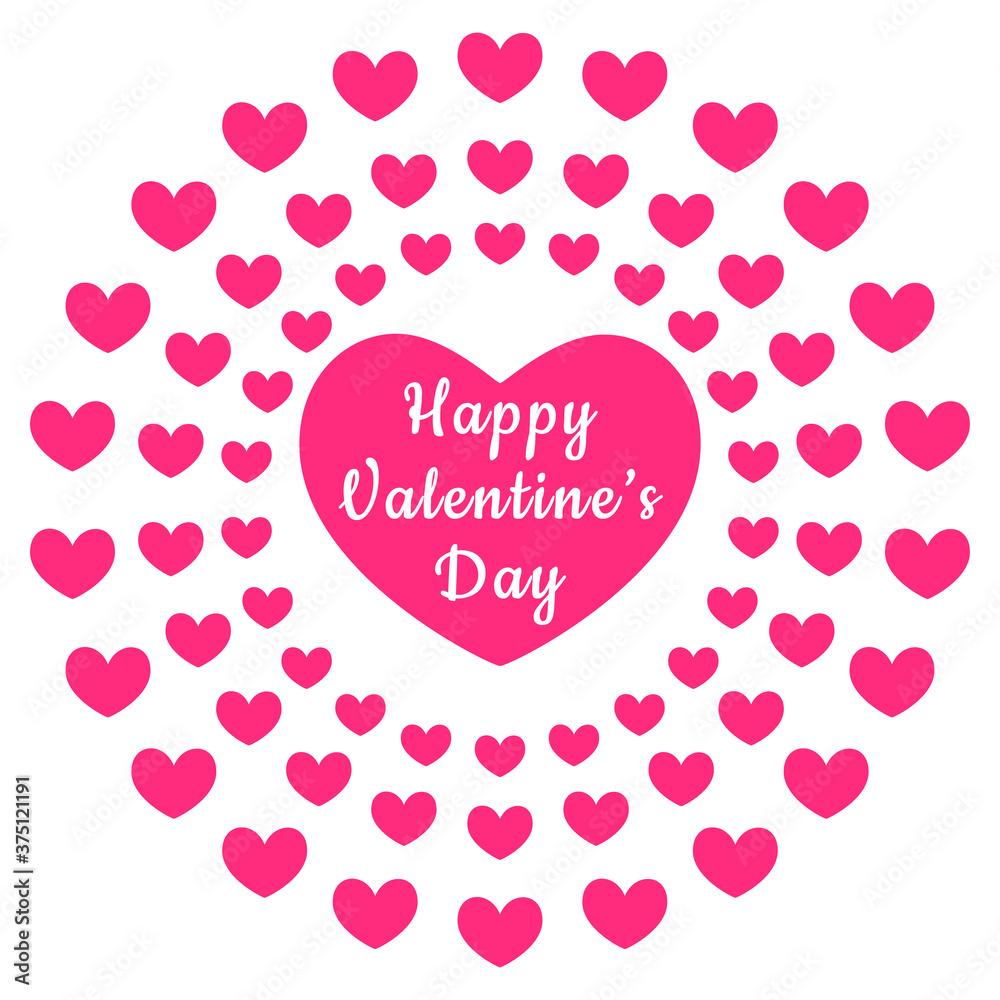 Happy Valentine's Day vector illustration with hearts.