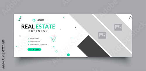 Real Estate Business facebook cover page timeline web ad banner template with photo place modern and minimal layout design