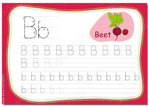 Recipe for children, how to write the letter B. The word for this letter Beet