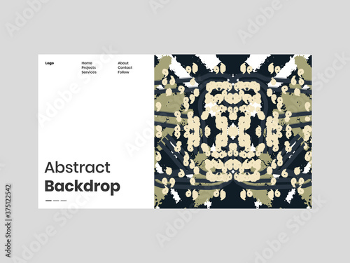Abstract homepage illustration. Colorful lines, spots, dots and paint strokes. Decorative symmetric wallpaper, backdrop. Hand drawn texture, decor elements and shapes. Eps10 vector.