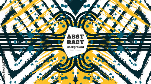 Abstract background illustration. Colorful lines, spots, dots and paint strokes. Decorative symmetric wallpaper, backdrop. Hand drawn texture, decor elements and shapes. Eps10 vector.