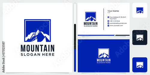 mountain logo design symbol icon template business card Vector Premium