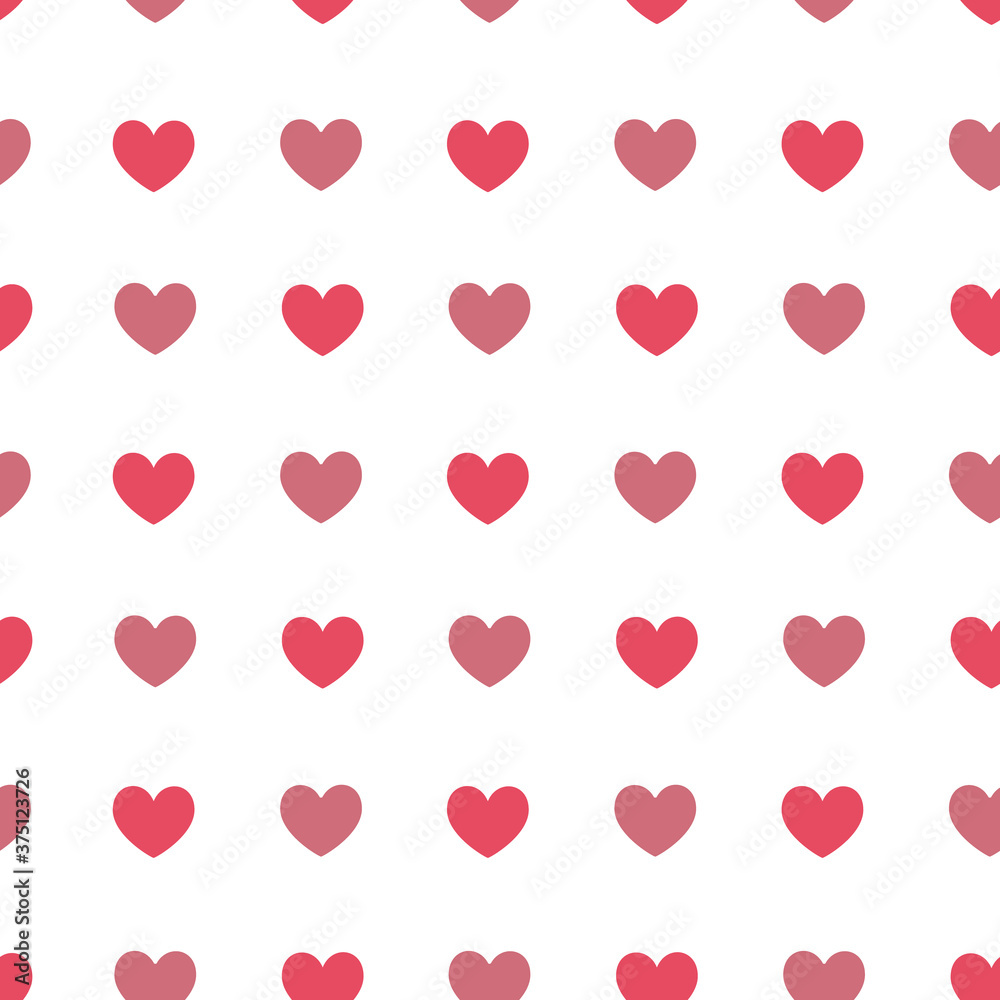 Heart seamless pattern vector on isolated white background.