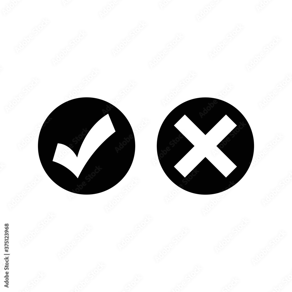 Obraz premium checkmark and cross icon. Vector web design.