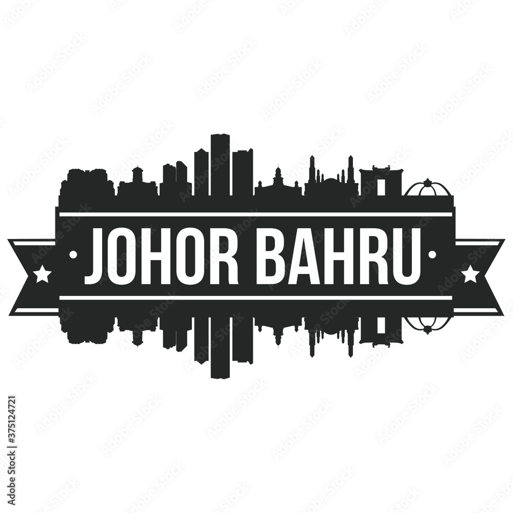 Johor Bahru Malaysia Skyline Silhouette Design City Vector Art Landmark.