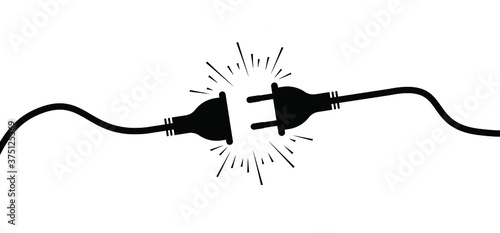 Page not found, 404 error.  Oops, I'm so sorry. Funny vector electric quotes for motivation, networking internet concept. Offline or online and unplugged sign. Under construction, broken cable.