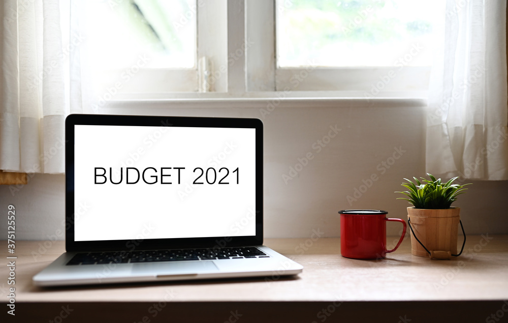 Fototapeta premium BUDGET 2021 Business Concept,word on Computer screen