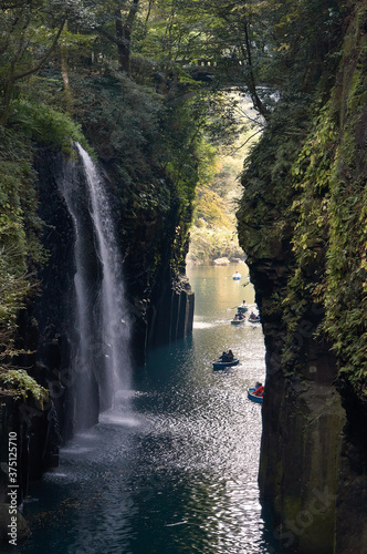 高千穂峡。真名井の滝の風景。日本・九州・宮崎県。