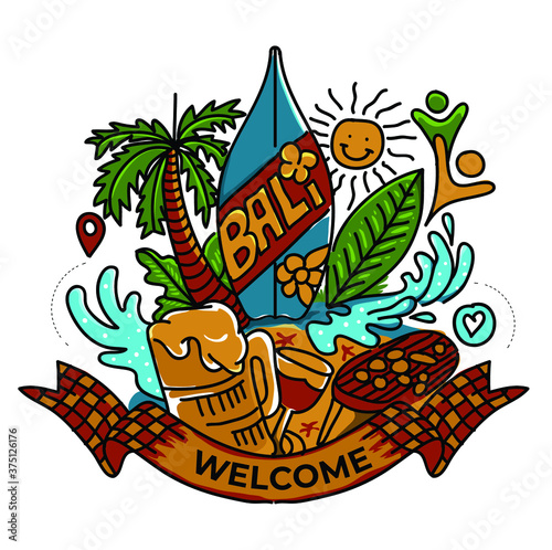 Bali Travel Logo. Illustration of Bali Arts & Culture concept.