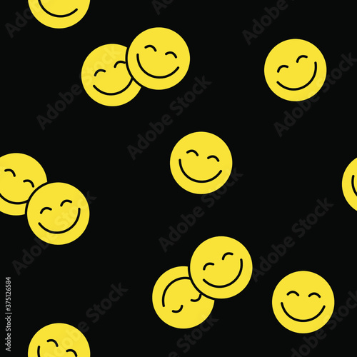 Seamless pattern of Happy face icon. Smiling Emoticon texture. Smile background.