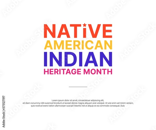 Native American Indian Heritage Month - November - square banner with colorful text on white background. Building bridges of understanding and friendship with Native people and honoring their culture