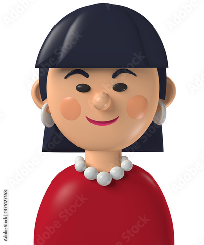 Cartoon character 3d happy asian woman photo