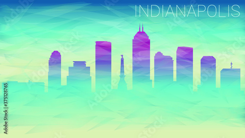 Indianapolis Indiana City USA. Broken Glass Abstract Geometric Dynamic Textured. Banner Background. Colorful Shape Composition.