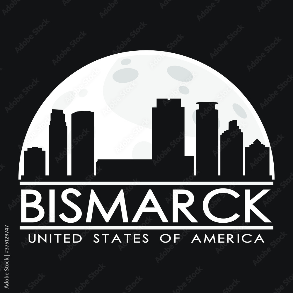 Bismarck Skyline Silhouette Skyline Stamp Vector City Design.