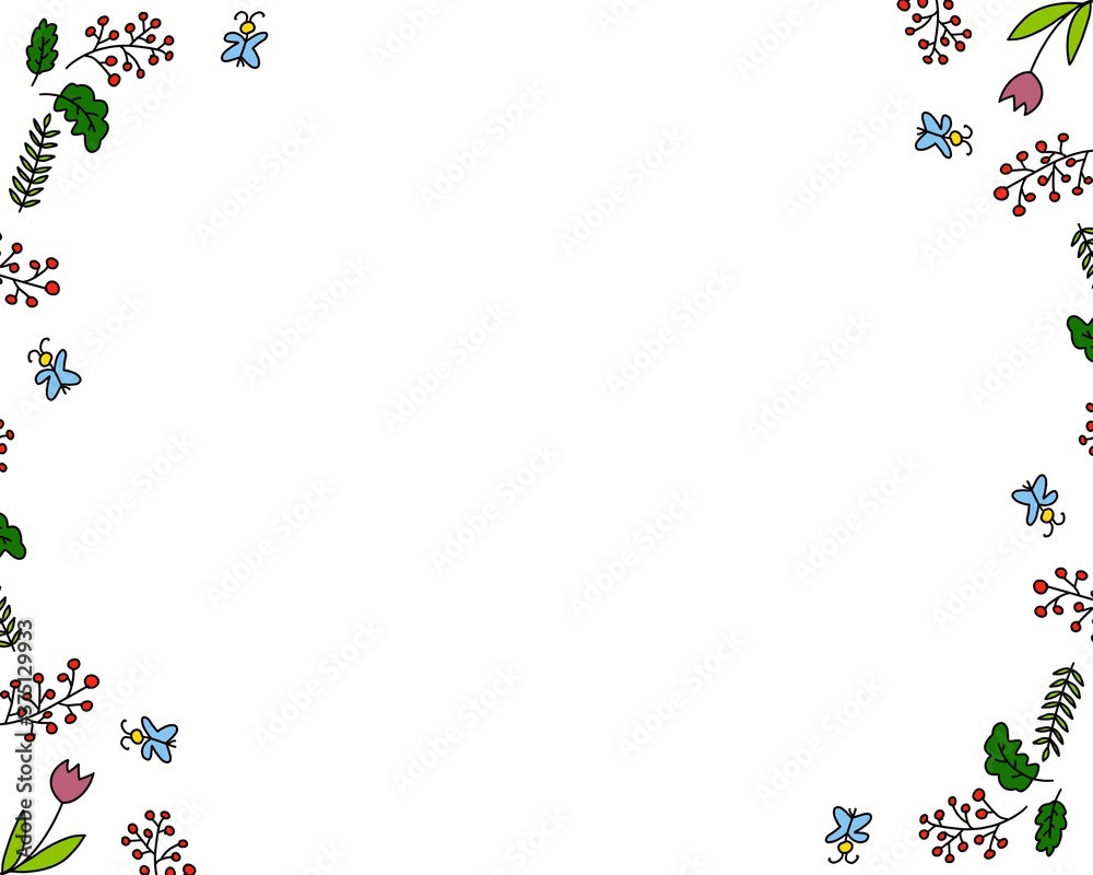 frame with flowers and butterflies frame with flowers and butterflies