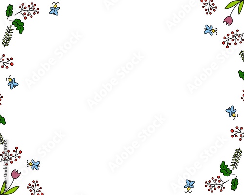 frame with flowers and butterflies