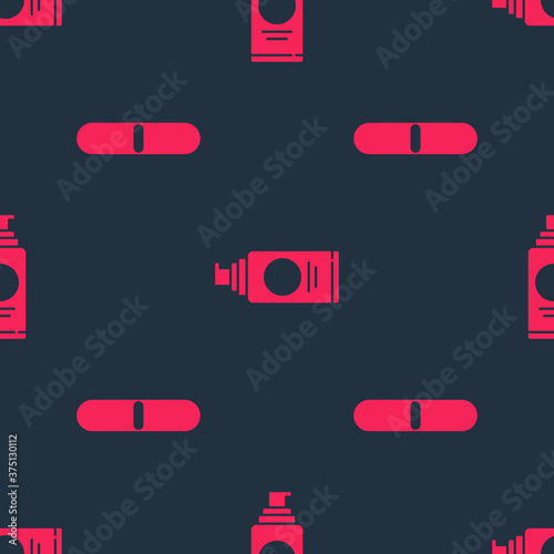 Set Nail file and Spray can for hairspray on seamless pattern. Vector.