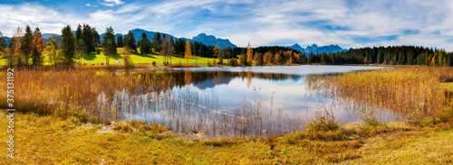 beautiful panoramic landscape with lake in Bavaria