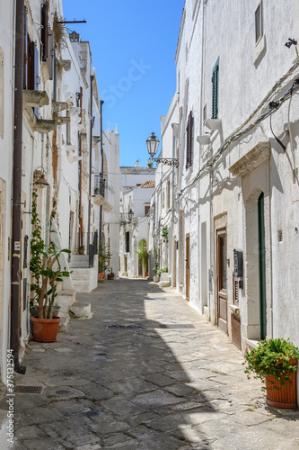 Ostuni  Bari  Italy August 2020  Ostuni is called the white city  people come to visit this old typical city of the Apulia region.