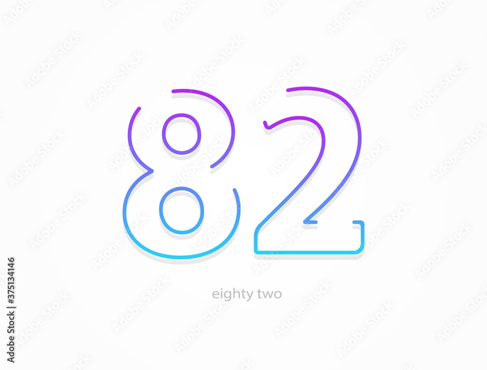 82 number, outline stroke gradient font. Trendy, dynamic creative style design. For logo, brand label, design elements, application and more. Isolated vector illustration 82 number, outline stroke gradient font. Trendy, dynamic creative style design. For logo, brand label, design elements, application and more. Isolated vector illustration