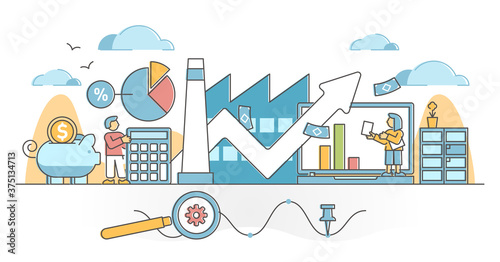 Microeconomics as financial local business economical stats outline concept
