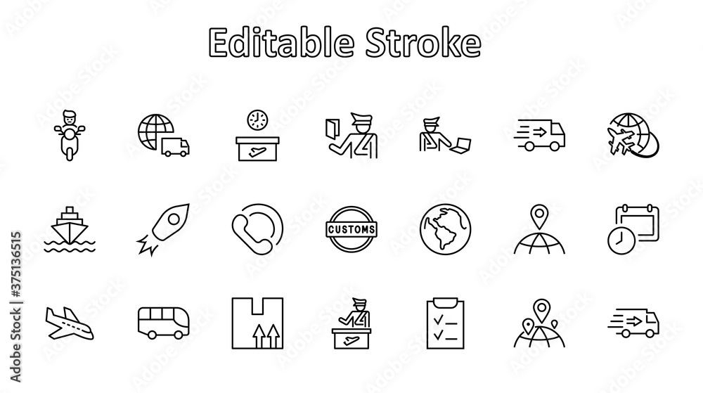 International Customs Day Set Line Vector Icons. Editable Stroke. 32x32 Pixels International Customs Day Set Line Vector Icons. Editable Stroke. 32x32 Pixels
