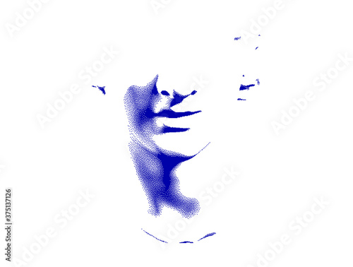 Minimal fashion illustration with fragmentary bust in bitmap pixel art style. 