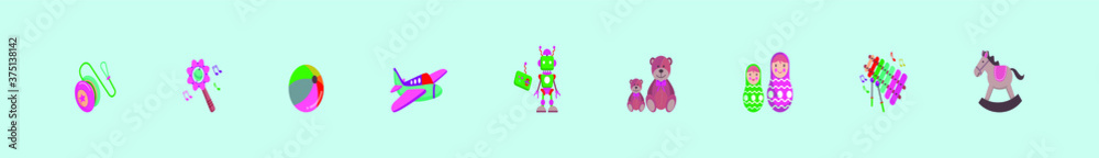 set of toys cartoon icon design template with various models. vector illustration
