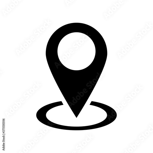 Location pointer. Pointer icon. Flat icon with black location pointer. Map pin icon. Map marker vector. photo