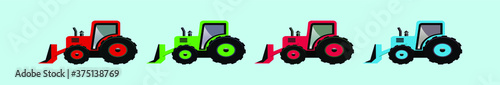 set of snow tractor with snowdrift in plow cartoon icon design template with various models. vector illustration