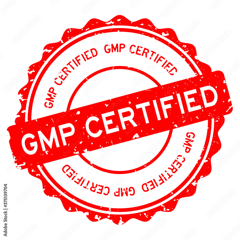 Grunge red GMP (Abbreviation of Good Manufacturing Practice) certified word round rubber seal stamp on white background Grunge red GMP (Abbreviation of Good Manufacturing Practice) certified word round rubber seal stamp on white background
