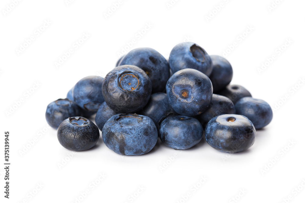 heap of blueberries isolated on white background