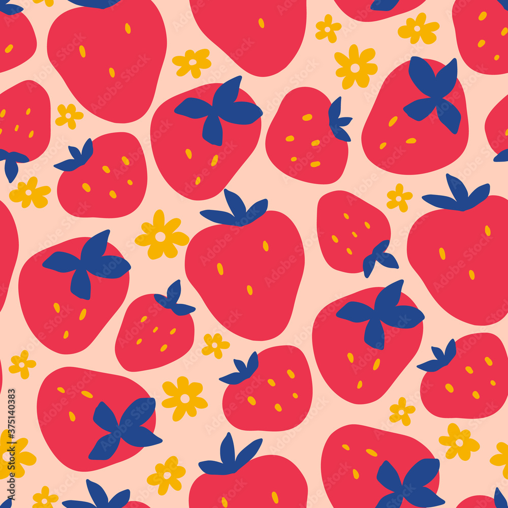 Summer seamless pattern with strawberries Summer seamless pattern with strawberries