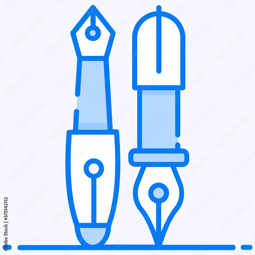 Fountain pens, icon design of a stationery in flat style
Fountain pens, icon design of a stationery in flat style