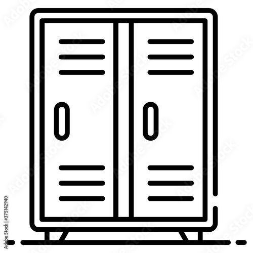 
Two door cupboard with locks in a room depicting locker room 

