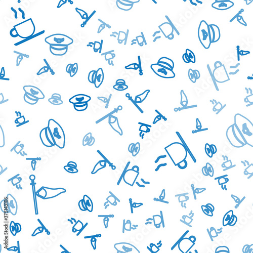 Set Isometric Cone meteorology windsock wind vane, Coffee cup and Pilot hat icon. Vector.