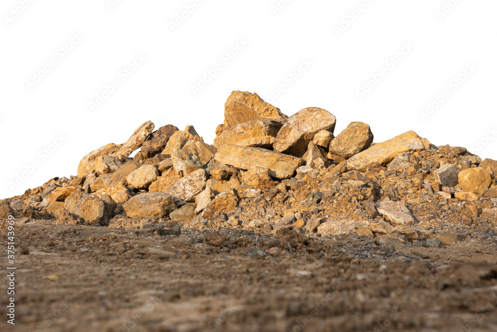 stone pile and ground isolated on white background with clipping path stone pile and ground isolated on white background with clipping path