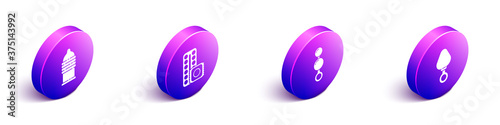 Set Isometric Condom safe sex, Birth control pills and condom, Anal beads and Anal plug icon. Vector.