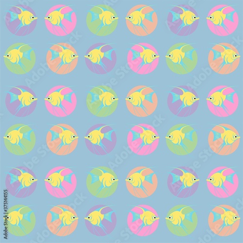 Angel Fish Cute Illustration, Cartoon Funny Character, Pattern Wallpaper 