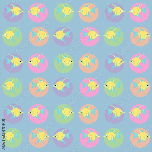 Angel Fish Cute Illustration  Cartoon Funny Character  Pattern Wallpaper 