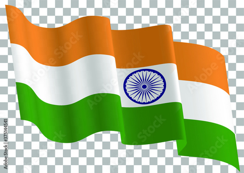 India  waving flag on transparent background. Vector illustration.