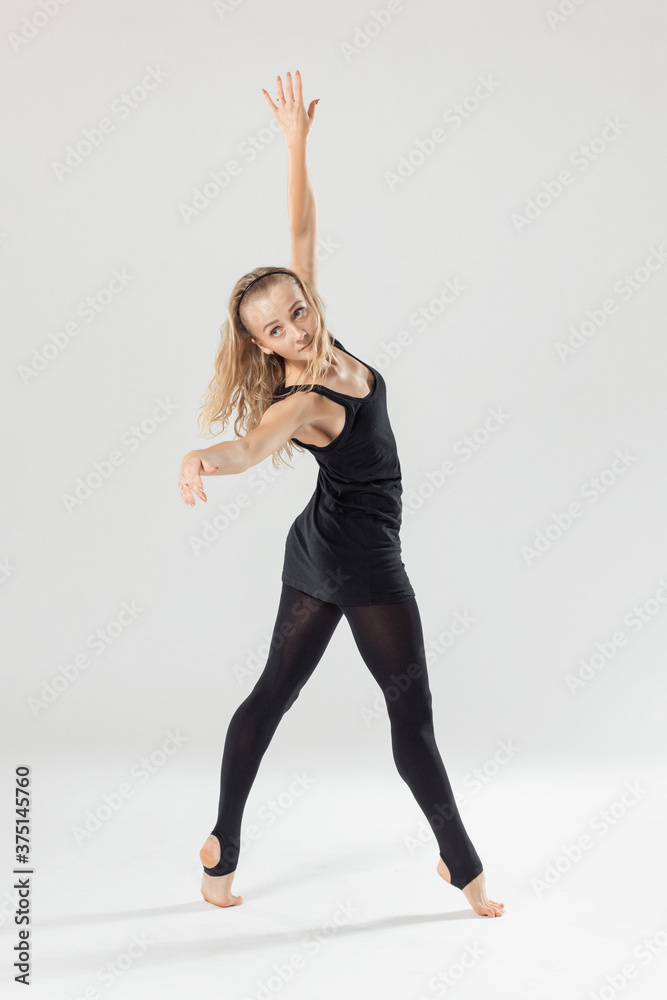 Fototapeta premium Woman dance contemporary on white background