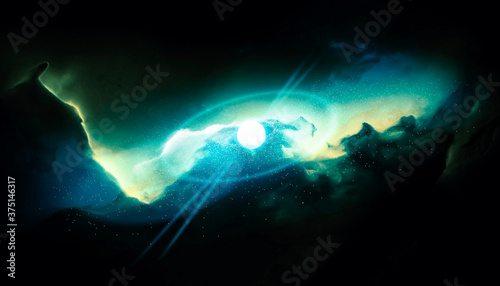 Bild auf Leinwand The Big Bang theory, describes how the universe expanded from an initial state of extremely high density and high temperature