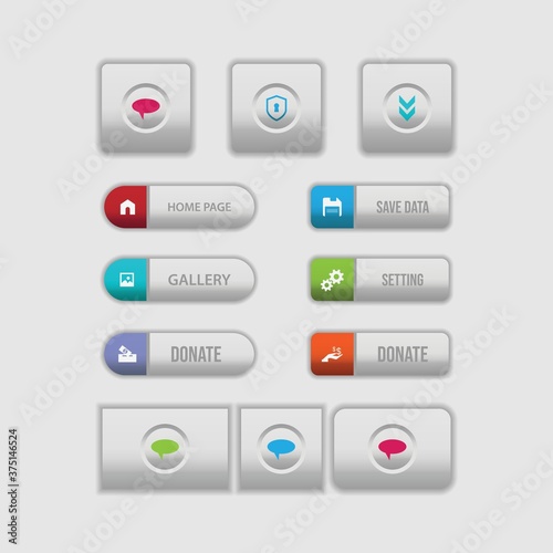Colorful flat web design button