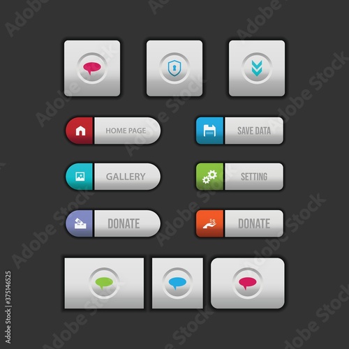 Colorful web button on a dark background