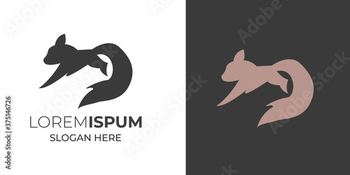Vector squirrel silhouette view side for retro logos, emblems, badges, labels template vintage design element. Isolated for t shirt .Squirrel logo template vector illustration vintage minimal retro  1